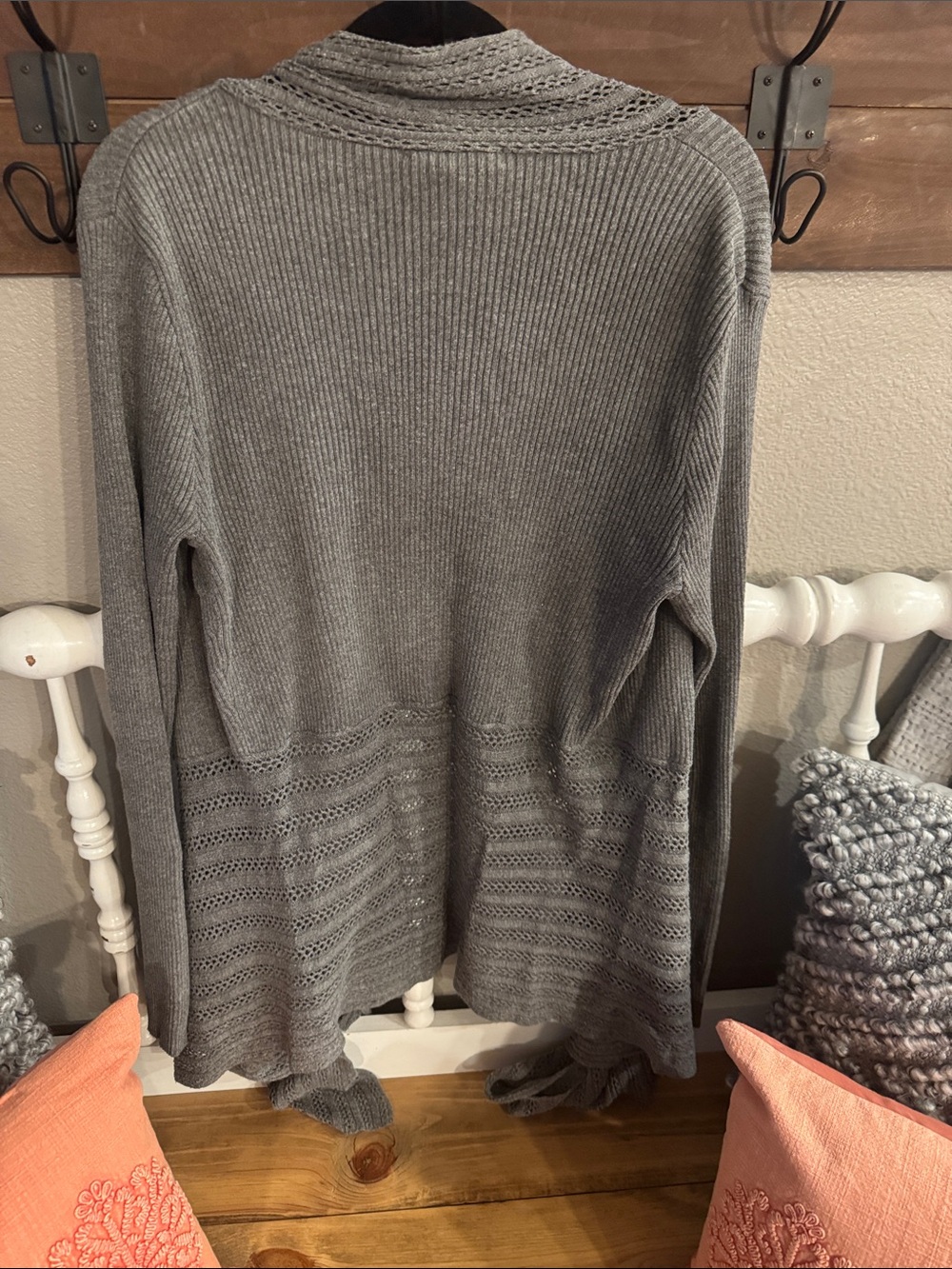 Mustard Seed Gray Open Knit Cardigan Sweater - Picture 2 of 3